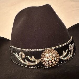 Run A Muck Embellished Black Western Hat 100% Wool